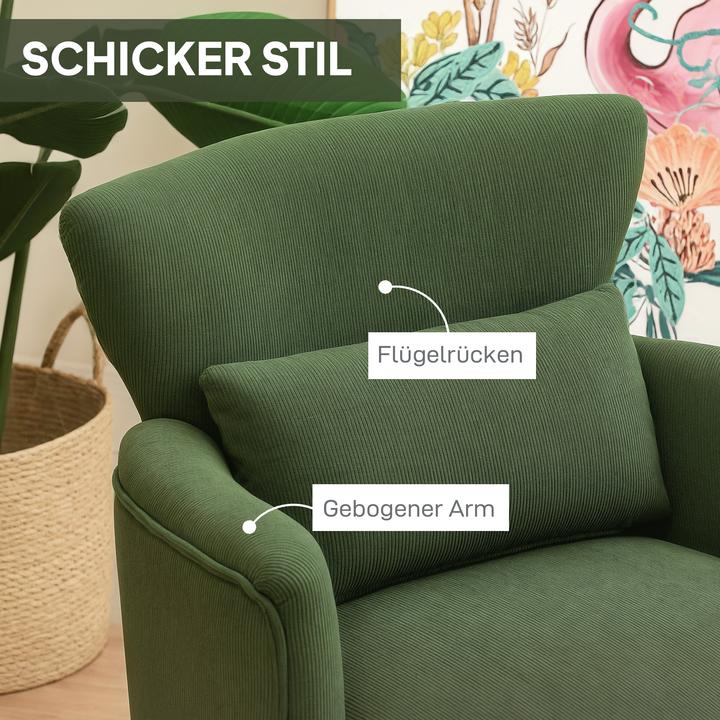 Produktbild Homcom Einzelsessel Polyester, Gummiholz Grün