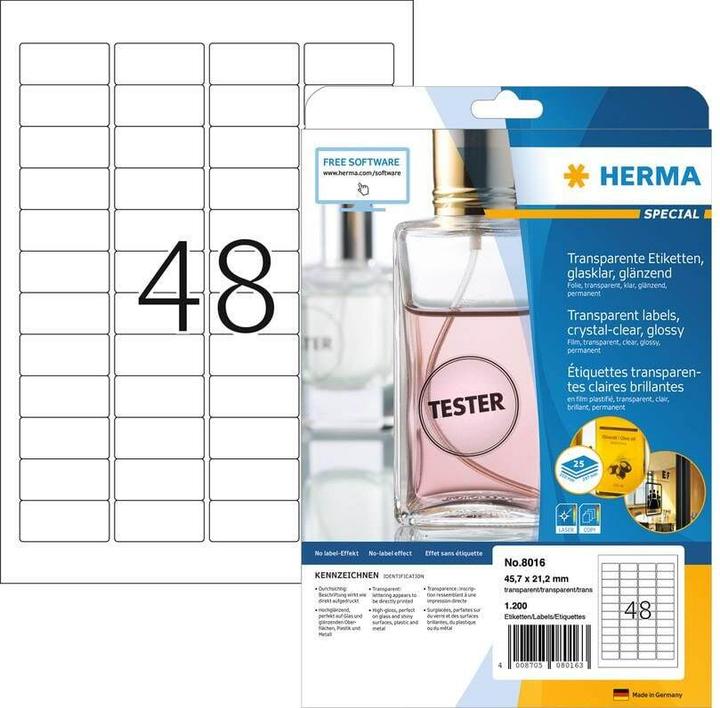 Produktbild HERMA Transparente Etiketten A4