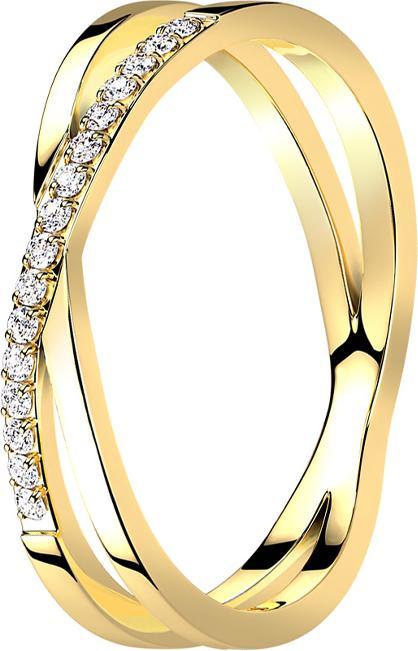 Produktbild Star Piercing Ring vergoldet Kreuz X mit Kristallen (57, Stahl)