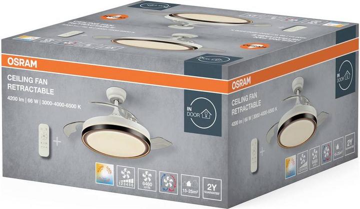 Produktbild Osram HOMELIGHTING Ceiling Fan Retractable 1070 66W White Deckenventilator 66 W