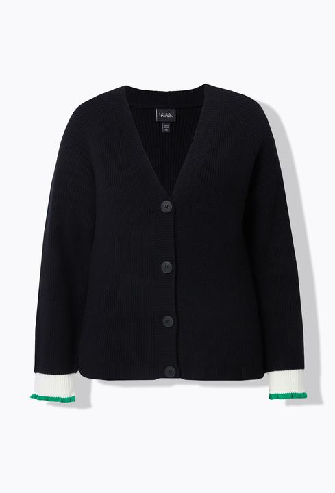 Produktbild Ulla Popken Strickjacke, Schmuck-Bündchen, V-Ausschnitt (60)