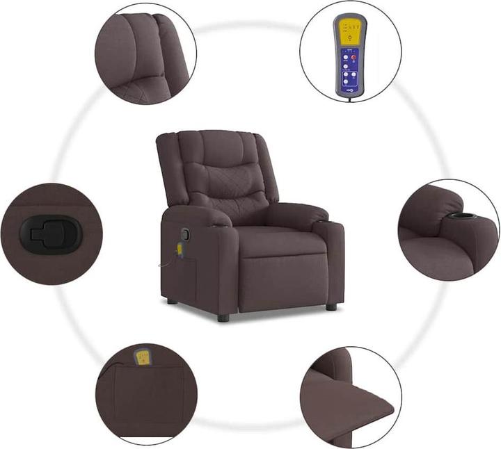Actual product image vidaXL Massage chair dark brown fabric