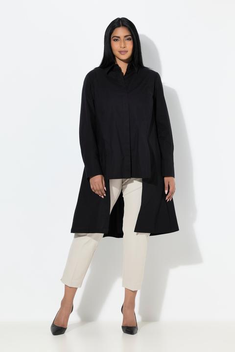 Immagine prodotto Ulla Popken Blusa dal taglio lungo e svasato con spacchetti, collo da camicia e maniche lunghe (60)