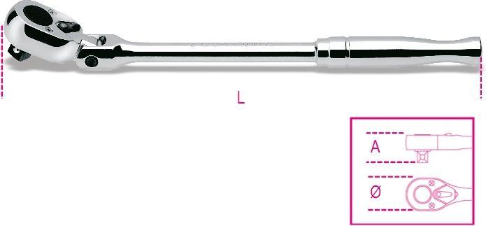 BETA 009200894 1/2"-Umschaltknarre mit Metallgriff und Kniegelenk 330 mm (1/2")