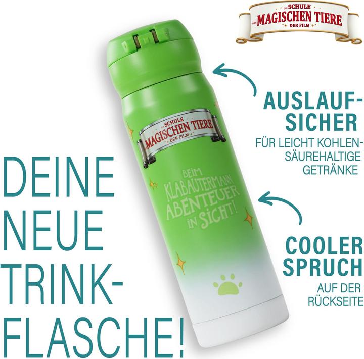 Actual product image Awave The School of Magical Animals drinking bottle 380 ml stainless steel | green, Henrietta (0.38 l)