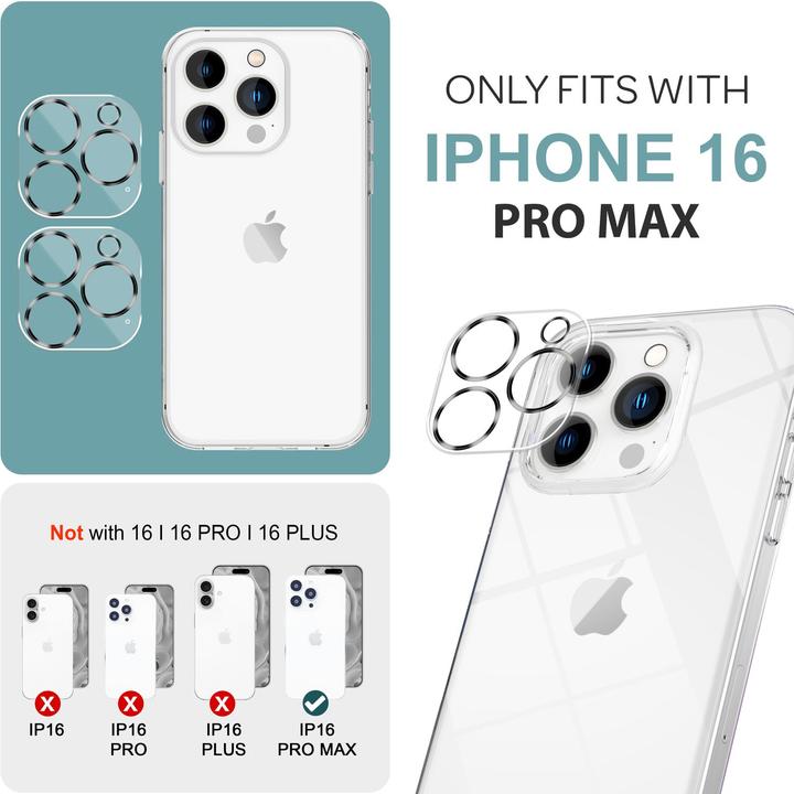 Actual product image Nalia 2x camera protection glass (2 Piece, Apple iPhone 16 Pro Max)
