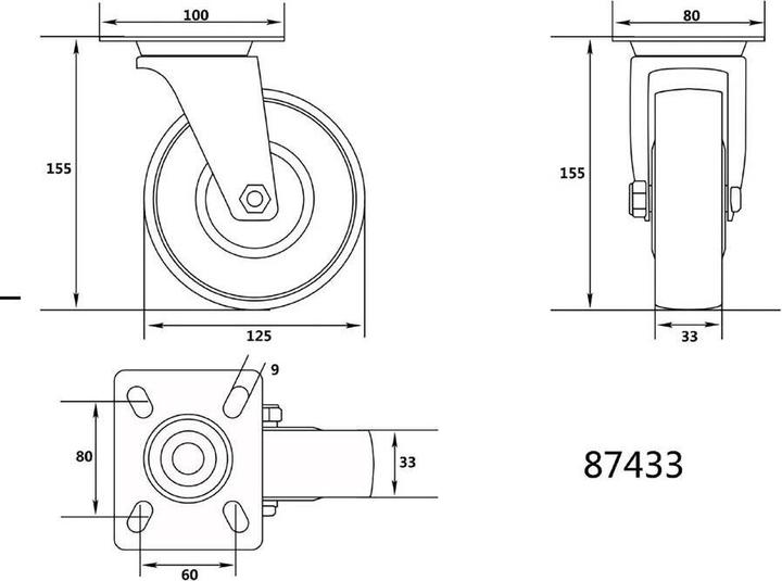 Actual product image Toya Polyamide swivel wheel 125 mm 87433
