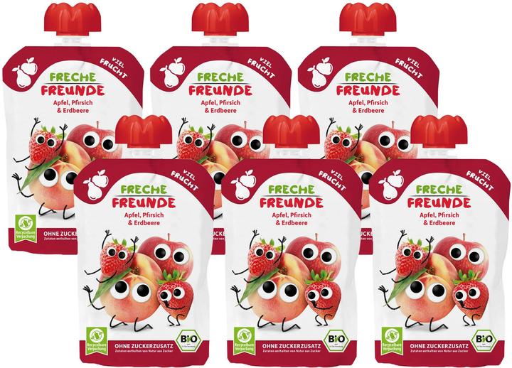 Freche Freunde Squeeze pouches apple, peach, strawberry 6x 100 g (600 g)