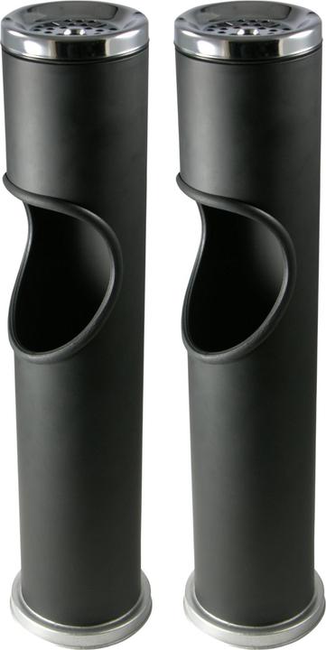 Produktbild Novaliv 2X Standaschenbecher für draussen Schwarz 46,5cm hoch 9,5cm Ø 2in1 für Müll- und Zigarettenab