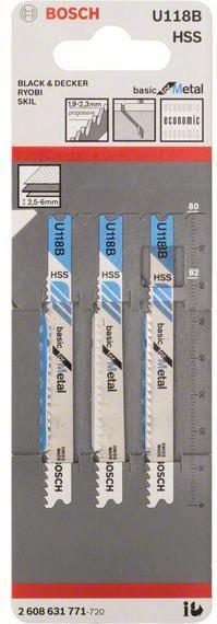 Produktbild Bosch Professional Zubehör Stichsägeblatt U 118 B Basic for Metal, 3er-Pack