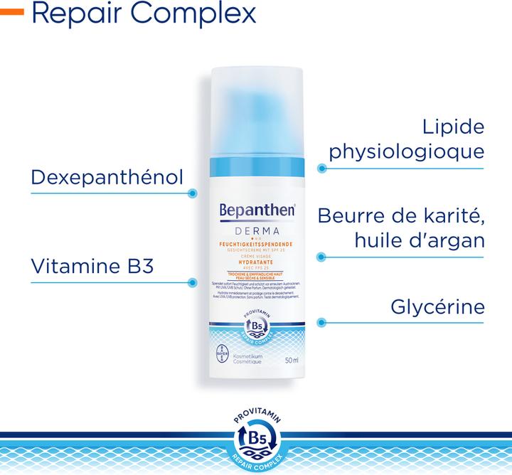 Actual product image Bepanthen Derma Moisturising face cream with SPF 25 (50 ml, 24h cream, SPF 25)