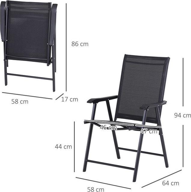 Image du produit Swisshandel24 Campingstühle 2er Set Klappstuhl, Armlehnen, Metall Schwarz 58x64x94cm