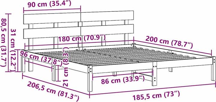 Image du produit vidaXL Bettgestell (180 x 200 cm)