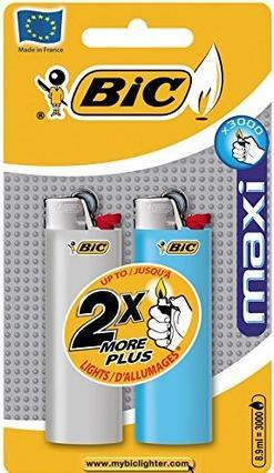 Bic 2 Reibrad Feuerzeuge Maxi J26 sort Blister