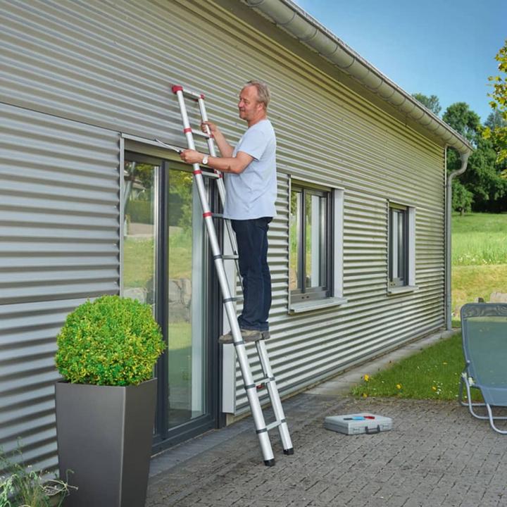 Actual product image Hailo FlexLine, aluminium safety telescopic ladder, 9 rungs (Single ladder, 264 cm)
