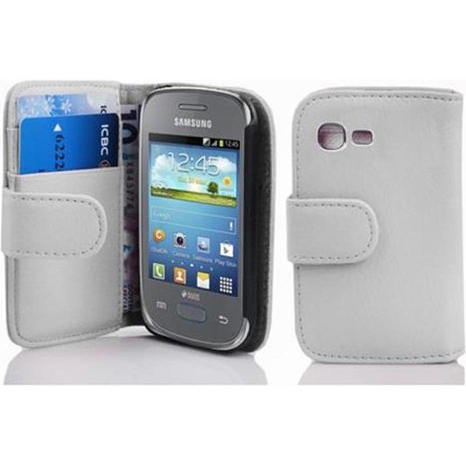 Cadorabo Book mit Struktur Cover (Samsung Galaxy Pocket Neo), Smartphone Hülle, Weiss