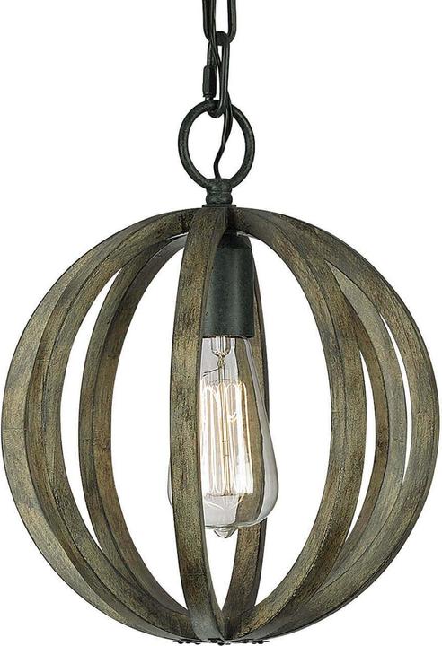 Actual product image Elstead Lighting Allier pendant light E27 weather oak wood, antique wrought iron (E27)