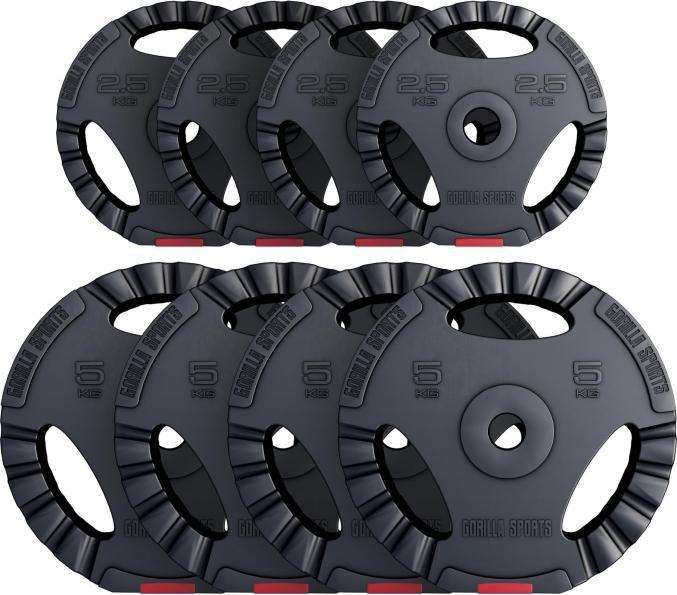Produktbild Gorilla Sports Hantelscheibenset (4 x 2.5 kg, 4 x 5 kg)