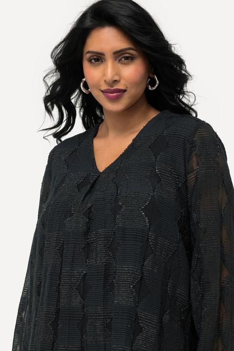Produktbild Ulla Popken Bluse, doppellagig, V-Ausschnitt, transparenter Langarm (46, 48)