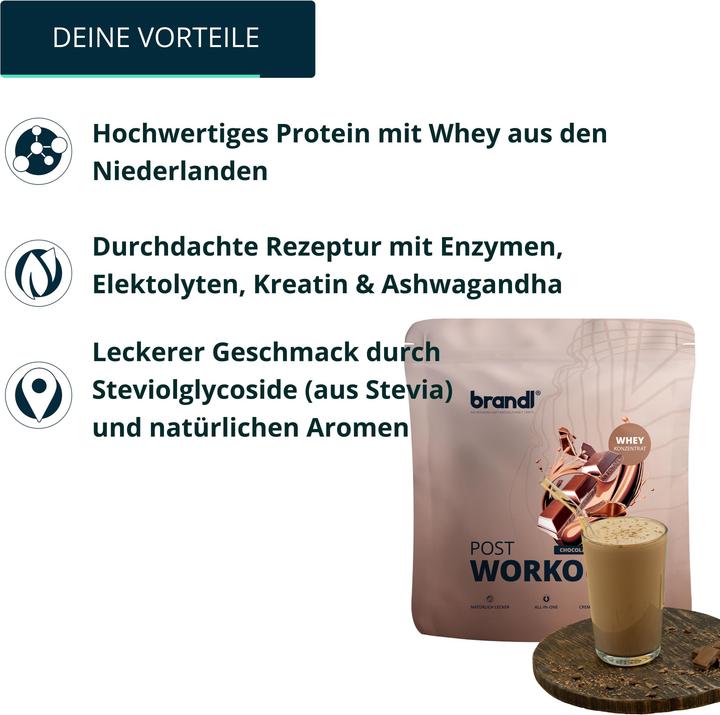 Image du produit Brandl Pulver Post Workout 2.0 Whey Vanille 1000 g (Chocolat, 1 x, 1000 g)