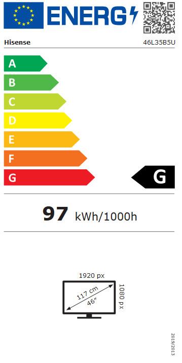 Energie-Label Hisense Videowall Display 46L35B5U (1920 x 1080 Pixel, 46")