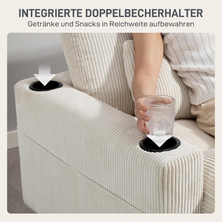 Produktbild Homcom Schlafsofa Polyester, Mehrschichtenplatte Cremeweiss (Recamiere)