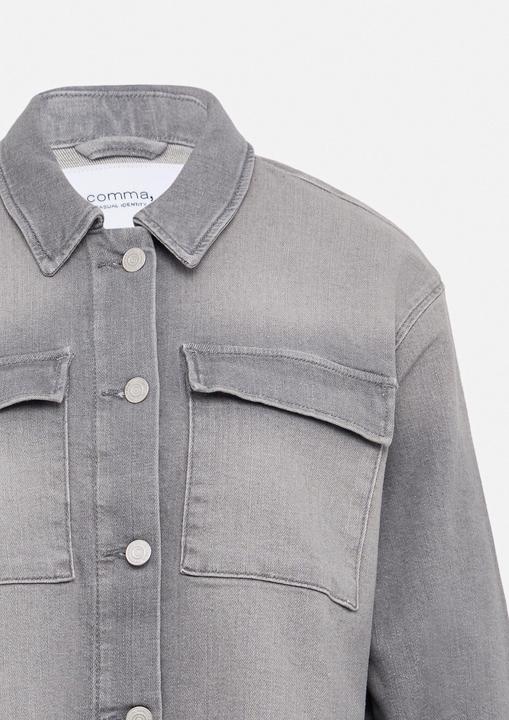 Image du produit Comma Indoor-Jacke Elastisches Denim-Overshirt mit aufgesetzten Taschen (44)