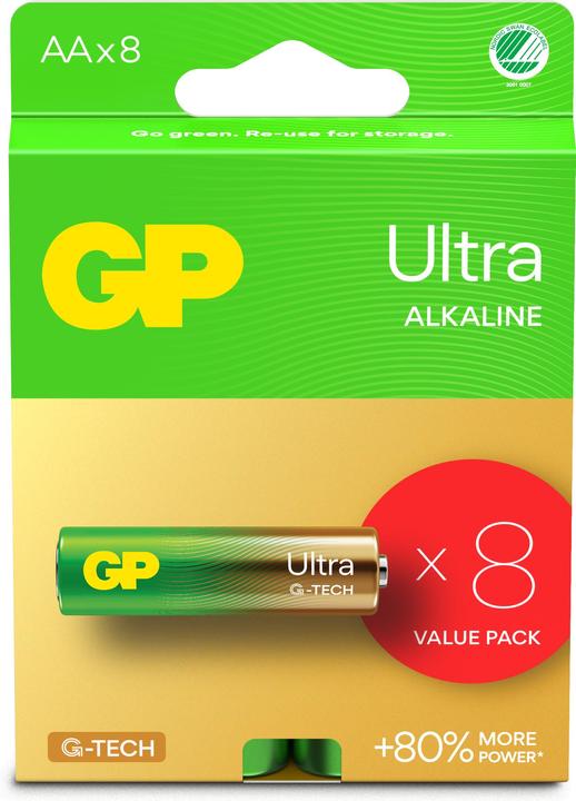 Image du produit GP Batteries GP - Piles alcalines ultra, taille AA, 15AU/LR6, 1.5V, 8-packs (8 pcs, AA)