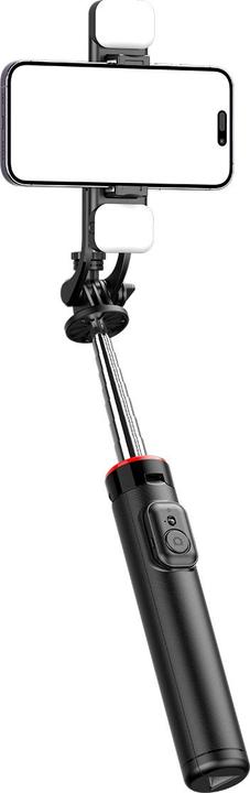 Actual product image Hurtel Selfie stick WC13YDS telescopic tripod 1.3m with double lamp and phone holder - black