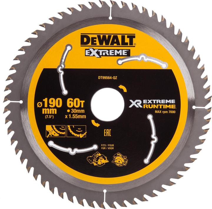 DeWalt Xtreme Runtime 190mm x 30mm 60T CSB