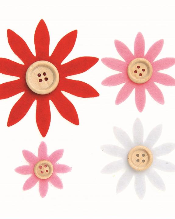 Image du produit Glorex Fleurs en feutre rouge, blanc, rose (7 x 3.50 cm)