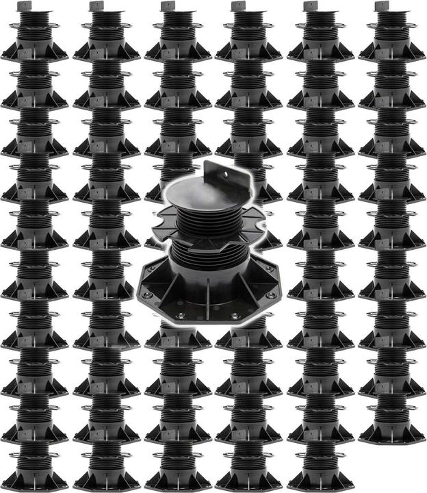 Image du produit XPOtool Plots de terrasse Set 60x Charge 2700kg Réglage en hauteur 60-128mm Lames Dalles Piscine (60x, 18.80 x 18.80 cm)