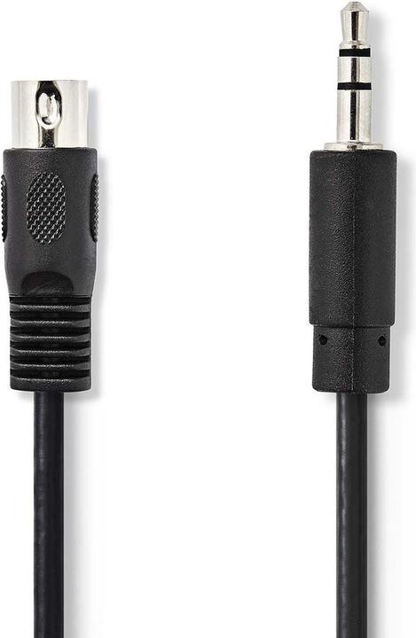 Nedis DIN-Audio-Kabel | DIN 5-Pin Stecker | 3.5 mm Stecker | Vernickelt | 2.00 m | Rund | PVC | Schw (2 m, AUX Kabel)