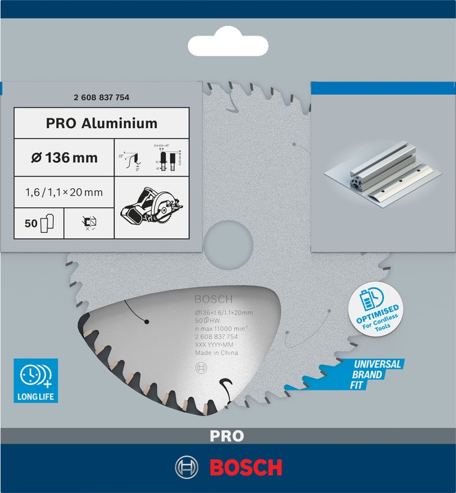 Actual product image Bosch Professional Zubehör PRO Aluminium cordless circular saw blade, 136 x 1.6 x 20 mm
