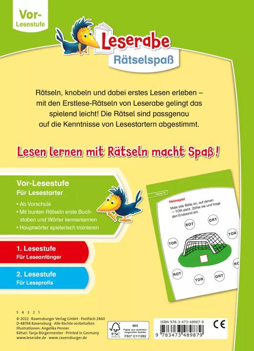 Actual product image Ravensburger Leserabe Rätselspass - Erstlese-Rätsel für Lesestarter ab 5 Jahren - Vor-L (German, Tanja Mayor, 2022)