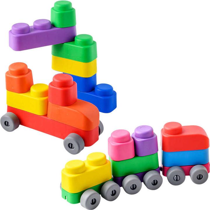 Montessori Toys, educational toys, soft blocks and wheels - 21 blocks and 16 wheels