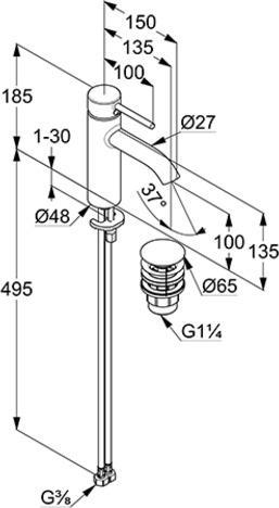 Immagine prodotto Kludi Miscelatore per lavabo BOZZ, nero opaco, con scarico a scomparsa