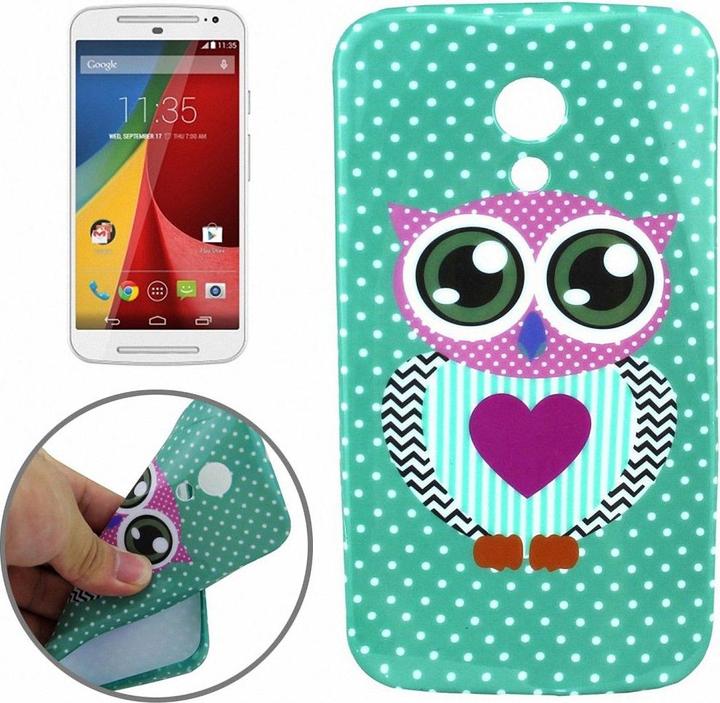 Actual product image König Design Protective cover mobile case TPU for mobile Motorola Moto G2 motive big owl with heart (Motorola Moto E2)