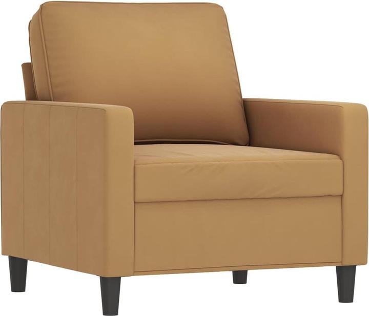 Produktbild vidaXL Sofagarnitur Sessel Sofa Couch Wohnzimmer Designsofa 4-tlg. Braun Samt (Polstergruppe)