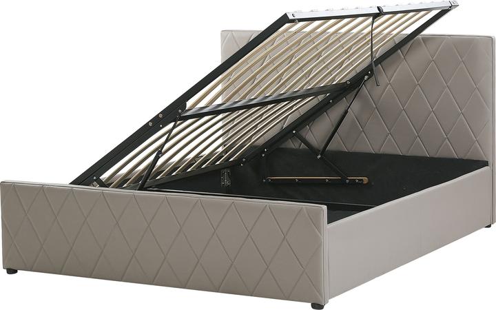 Produktbild Beliani Bett Kunstleder taupe Lattenrost Bettkasten hochklappbar 140 x 200 cm ROCHEFORT (140 x 200 cm)