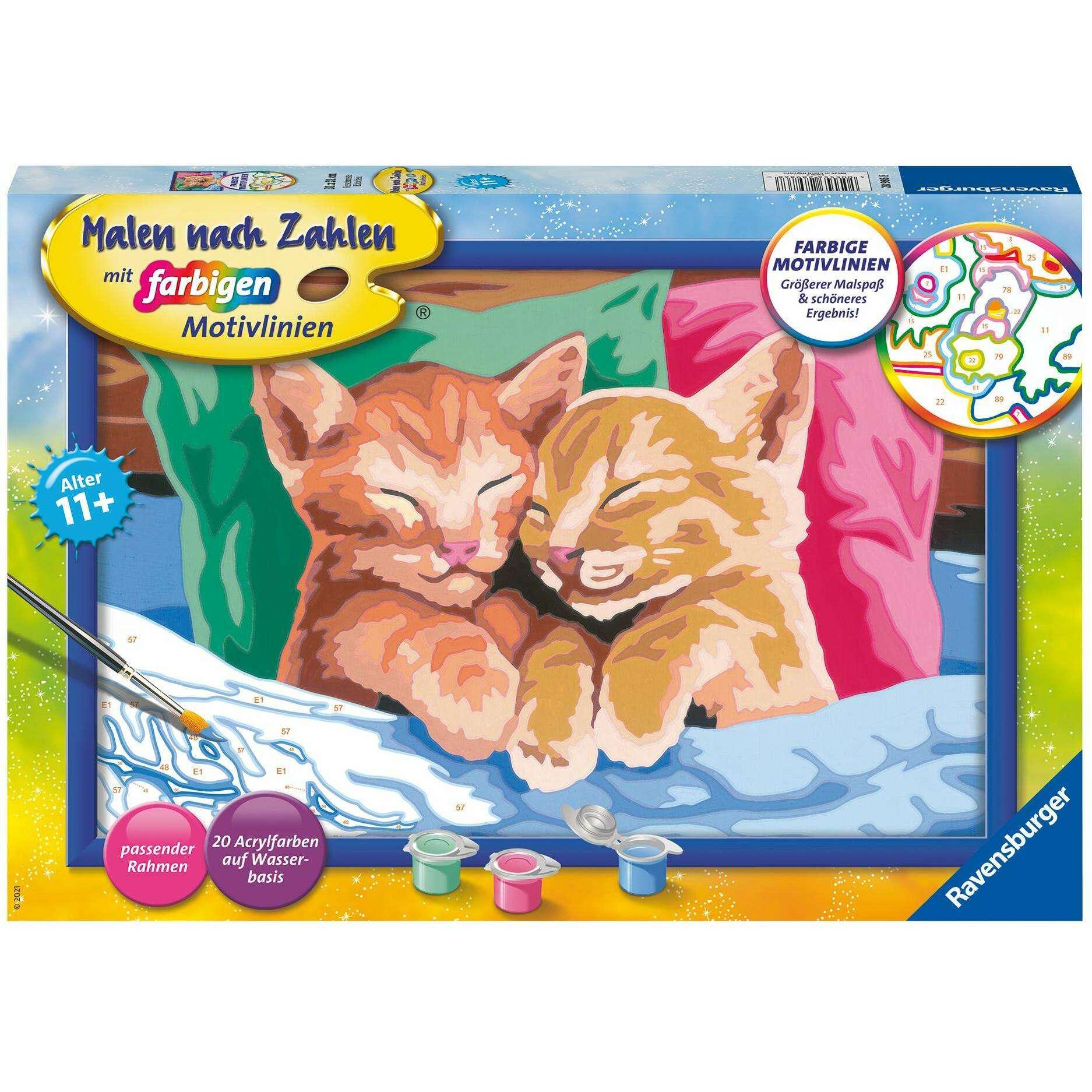 Ravensburger Malen nach Zahlen 28986 - Verschmuste Kätzchen - Kinder ab 11 Jahren (00.028.986)
