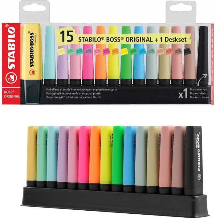 Image du produit STABILO Boss Original (étui carton de 6 pièces (jaune, abricot, bleu nuageux, violet, rose et menthe), 5 mm, 15 x)