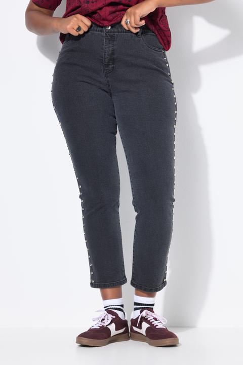 Immagine prodotto Studio Untold Mom jeans con rivetti decorativi, cinque tasche e cintura elastica (46)