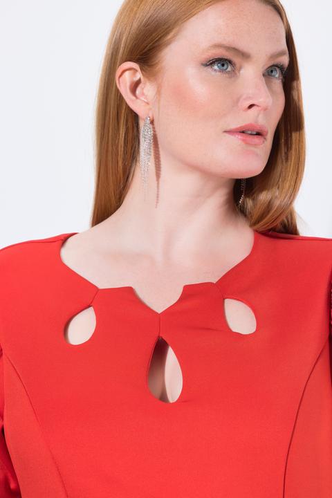 Image du produit Ulla Popken Robe bodycon en tissu scuba, découpes et manches courtes bouffantes (48)