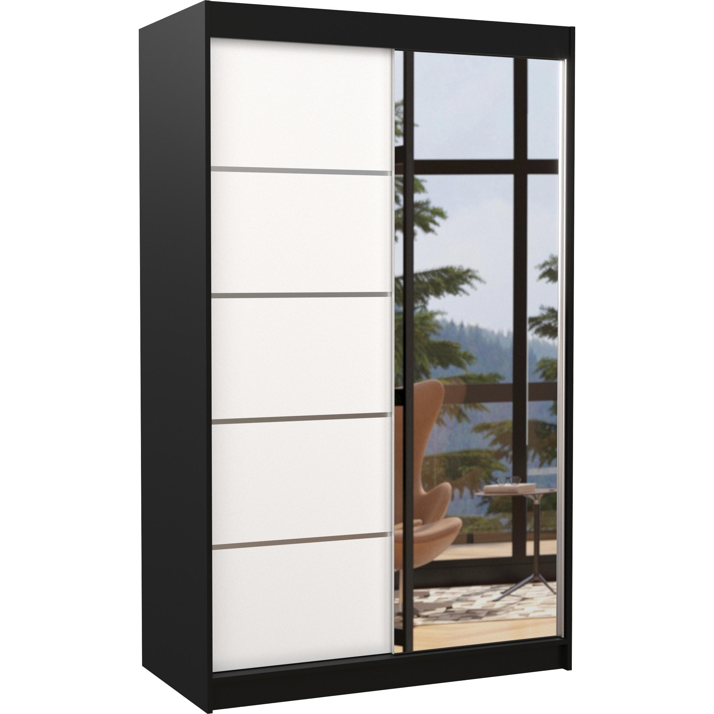 ADRK Furniture, Kleiderschrank, Verspiegelter Schiebeschrank NICEA 120 (120 x 58 x 200 cm)