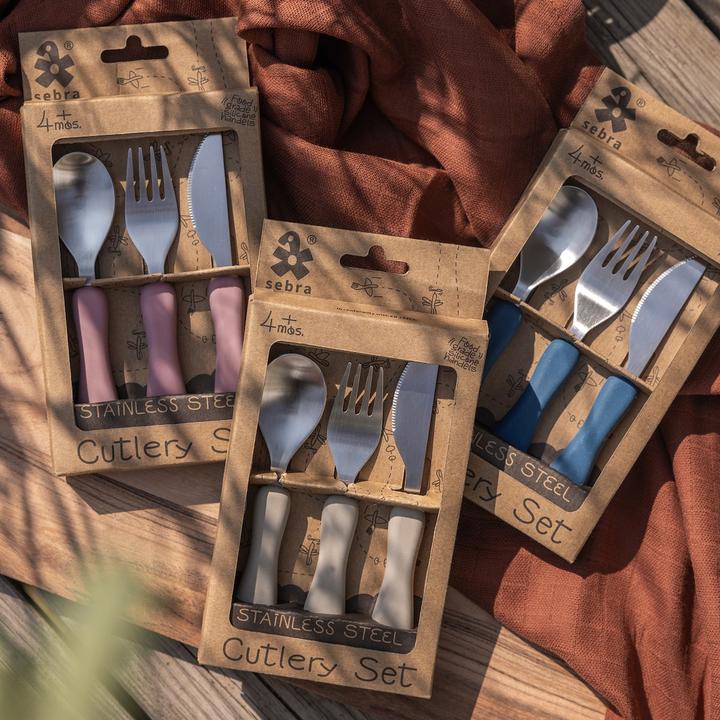 Actual product image Sebra Cutlery set, silicone, Fanto, jetty beige