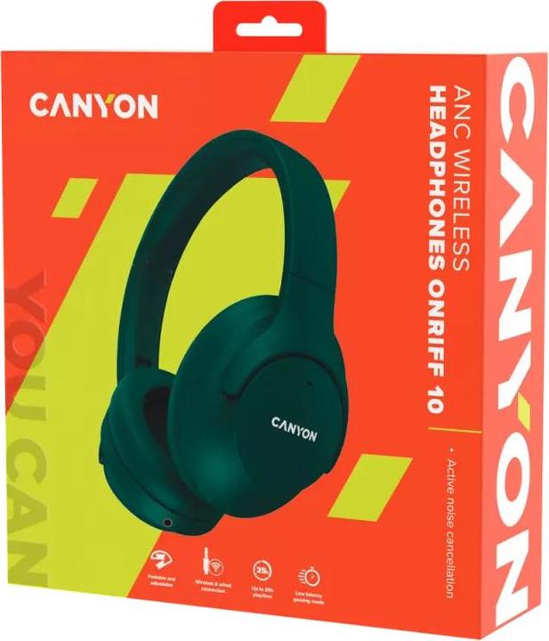 Image du produit Canyon OnRiff 10, casque Bluetooth,avec microphone,avec fonction d'annulation active du bruit (ANC, 25 h, Filaire, Sans fil)