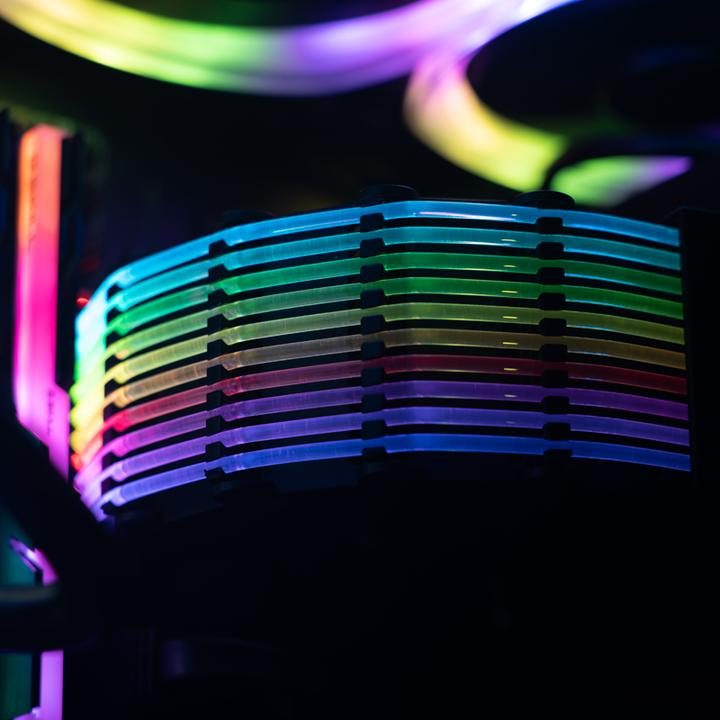 Actual product image Jonsbo DY-1 ARGB lighting for mainboard power cable (RGB)