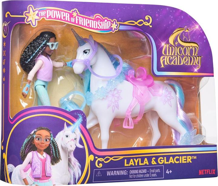 Actual product image Unicorn Academy Layla and unicorn Glacier (with real mane and tail and brush)