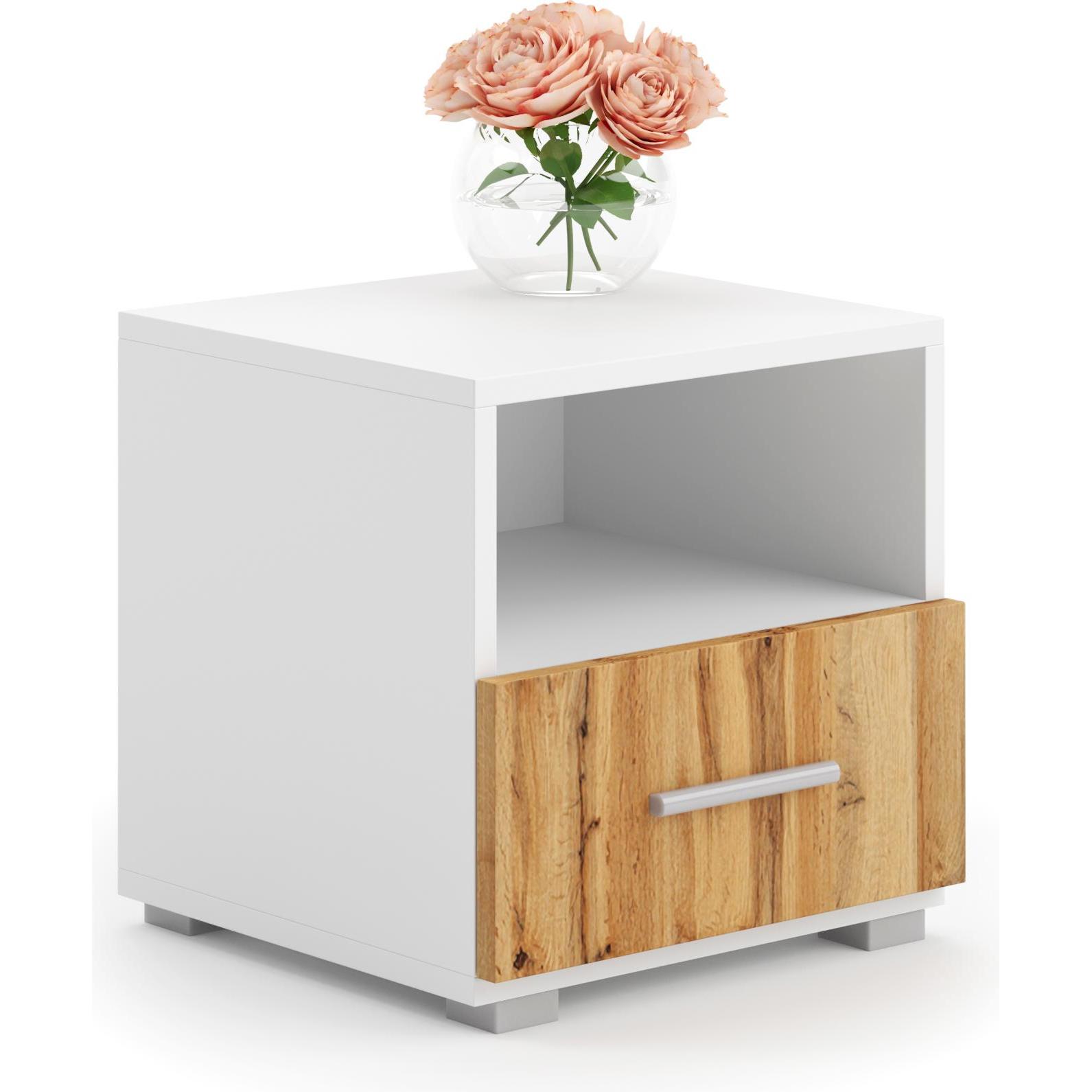 ADRK Furniture, Nachttisch, Nachttisch mit Schublade EMI (37 x 37 x 37 cm)